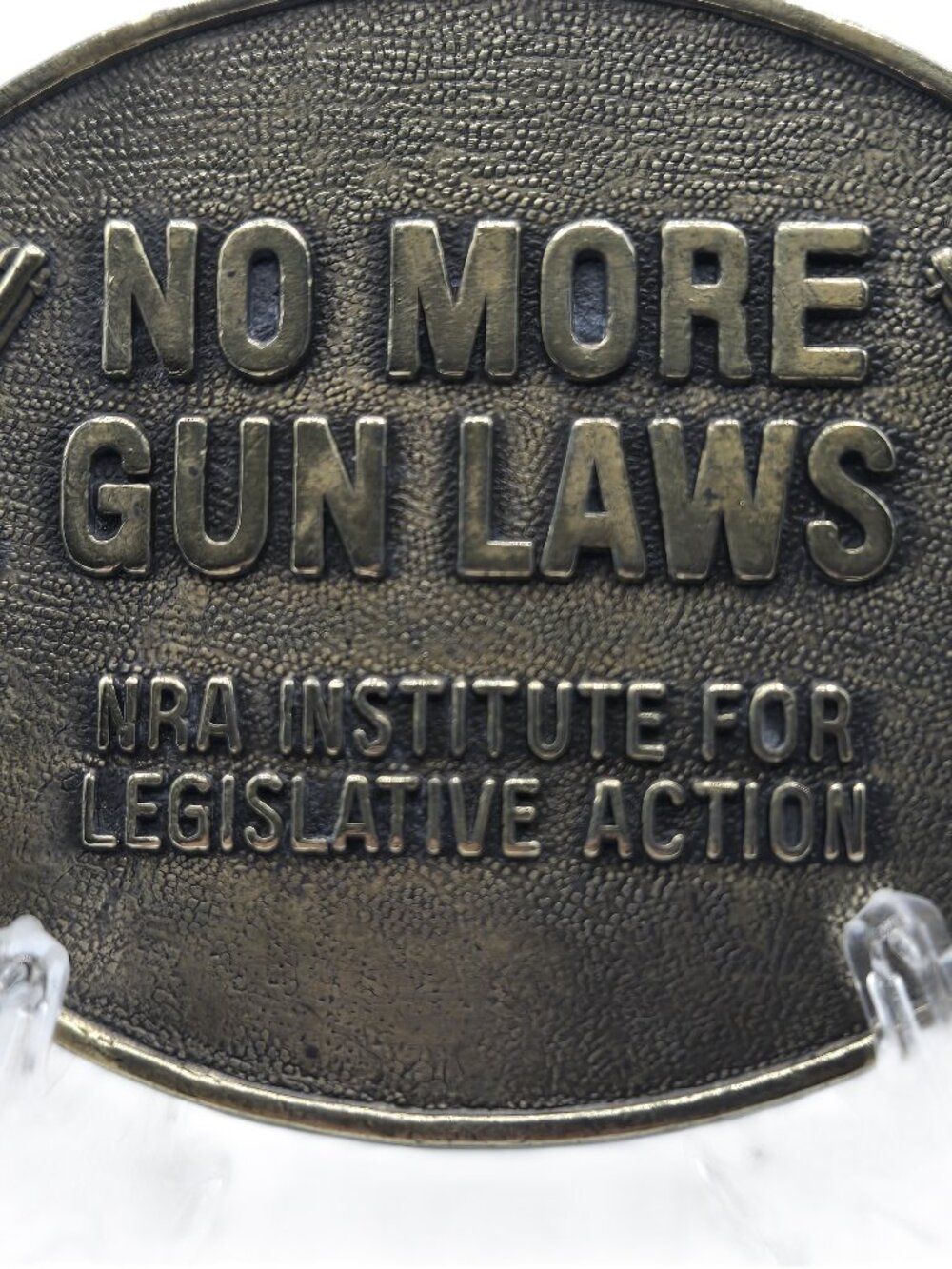 NORMAN FOUNDRY NRA No More Gun Laws  Brass Metal Belt Buckle 3.5" X 2"